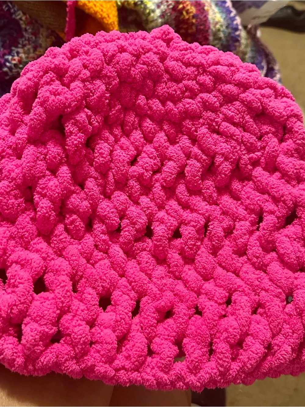 Handcrafted Plush Pink Super Bulky Statement Winter Beanie